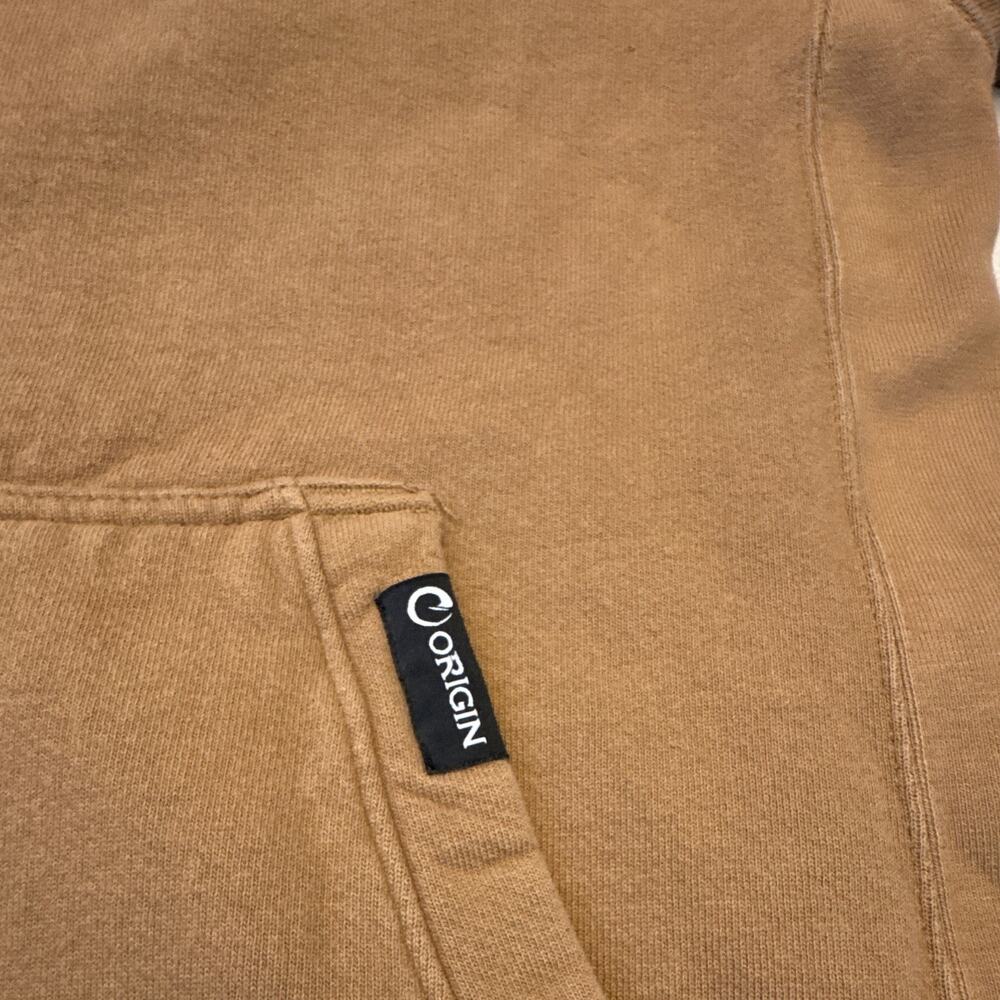 Origin Full Zip Hooded Fleece Hoodie Brown Men's L Logo Pockets - Picture 3 of 6